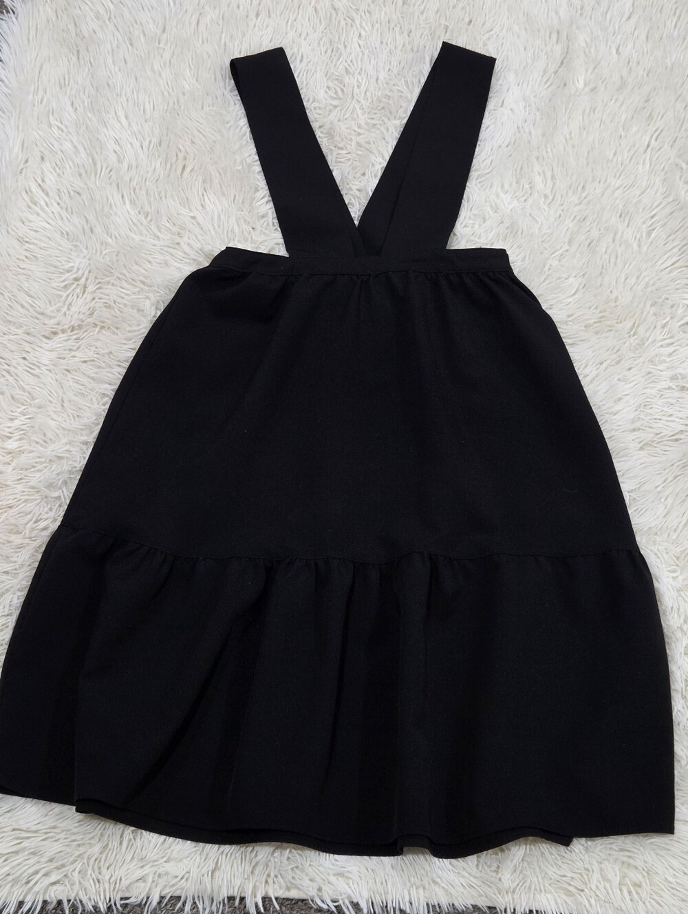 🛍Hayden Los Angeles Black Pinafore Midi Dress w. Ruffle Hem Womens Medium